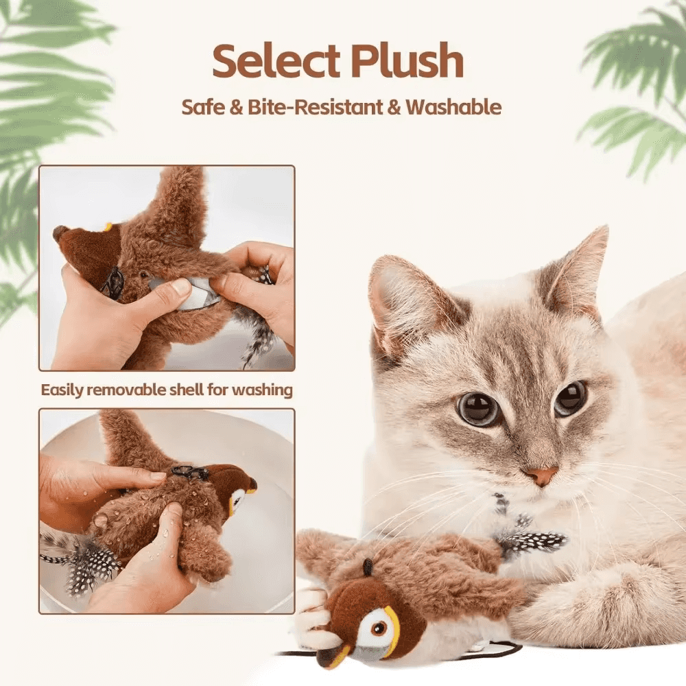 Flapping Bird Cat Toy with Realistic Flapping Wings and Chirping Sounds — USB Rechargeable Interactive Toy for Cats