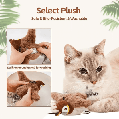 Flapping Bird Cat Toy with Realistic Flapping Wings and Chirping Sounds — USB Rechargeable Interactive Toy for Cats
