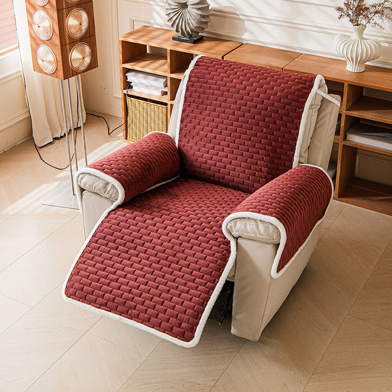 Wine Red plush recliner chair cover for dogs and cats