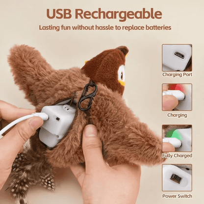 Flapping Bird Cat Toy with Realistic Flapping Wings and Chirping Sounds — USB Rechargeable Interactive Toy for Cats