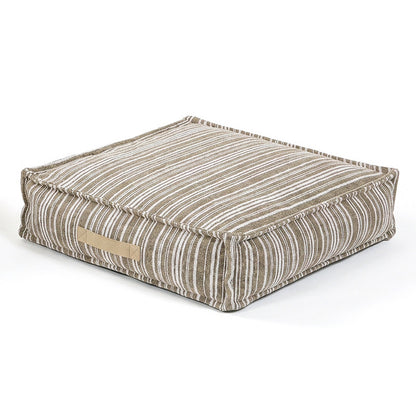 Off-white corduroy stripe floor cushion dog bed, 65 x 65 x 15 cm low