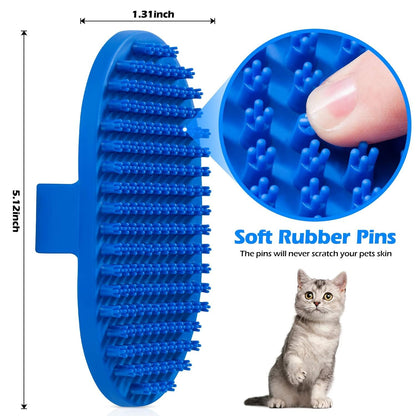2 Pack Pet Grooming Brushes | Soft Rubber Bath & Massage Brush for Dogs and Cats