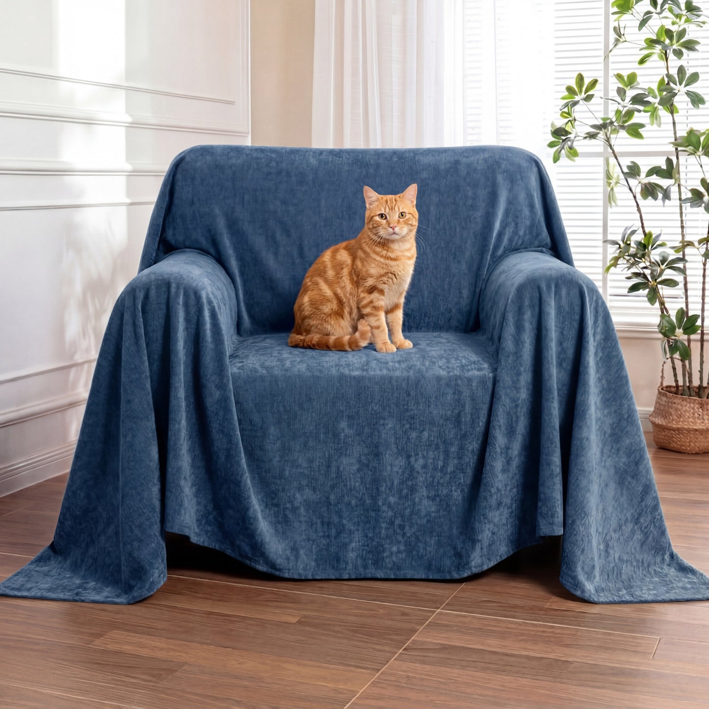 Luxuriously Soft, Waterproof Armchair Cover — Scratch-Resistant, Non-Linting Throw Slipcover