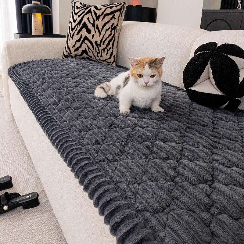 Snow Velvet - Black plush couch cover