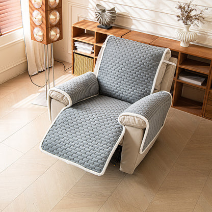 Grey plush recliner chair cover for dogs and cats