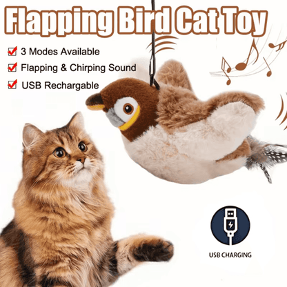 Flapping Bird Cat Toy with Realistic Flapping Wings and Chirping Sounds — USB Rechargeable Interactive Toy for Cats