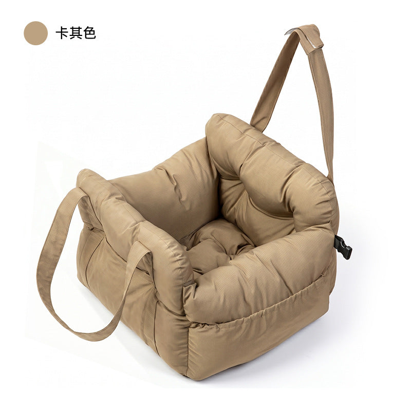 Waterproof khaki dog car seat bed