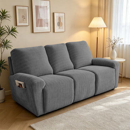 Grey herringbone chenille recliner sofa cover