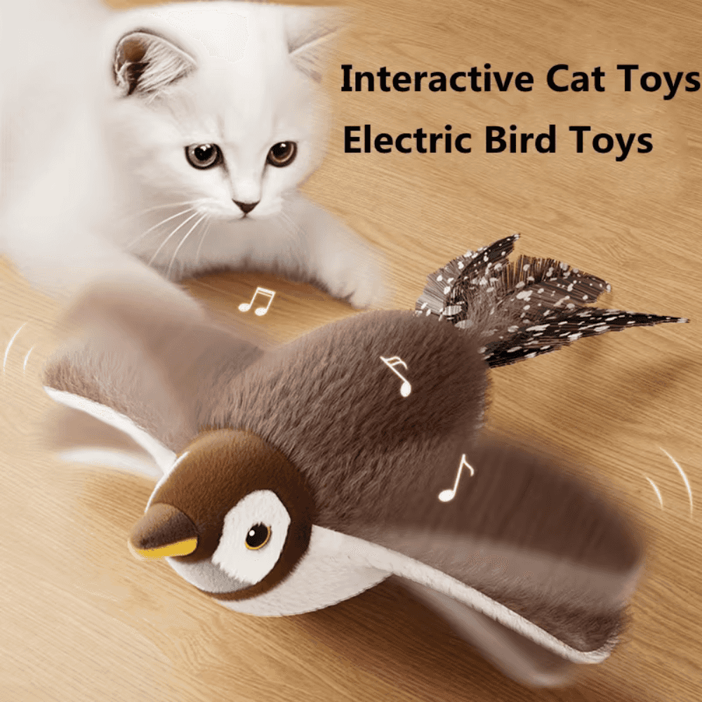 Flapping Bird Cat Toy with Realistic Flapping Wings and Chirping Sounds — USB Rechargeable Interactive Toy for Cats