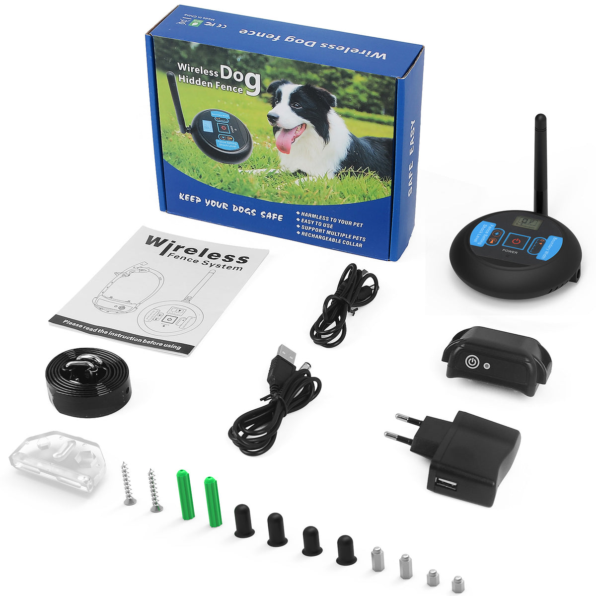 Wireless dog fence package contents