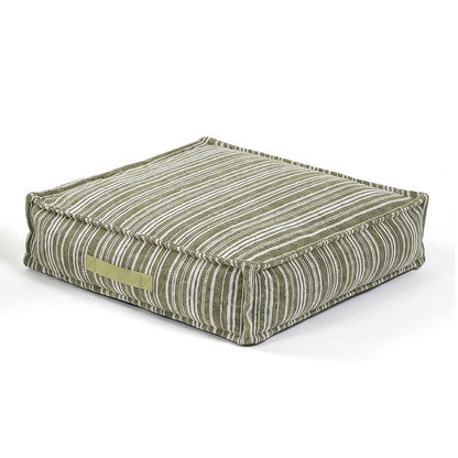 Green corduroy stripe floor cushion dog bed, 50 x 50 x 15 cm low