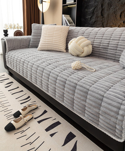 Light Grey flannel couch cover on sofa