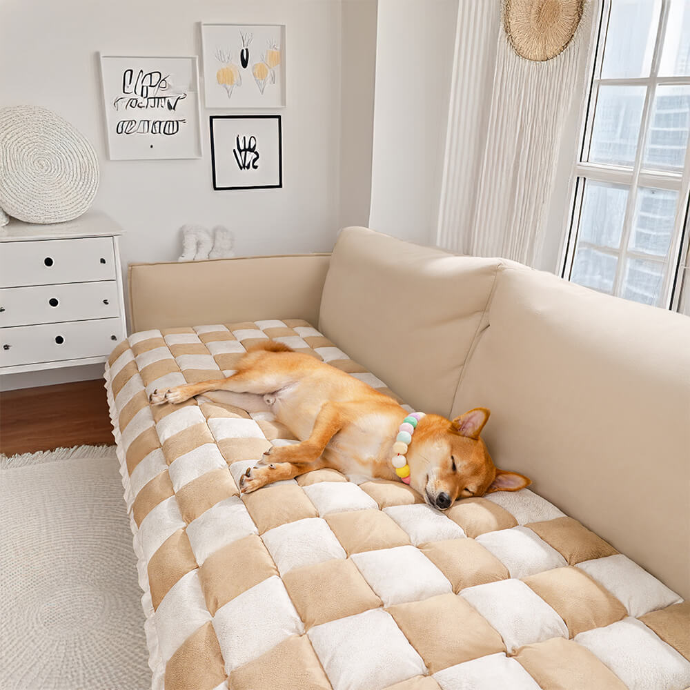 All-Season Plaid Pet Mat - Scratch-Resistant Couch Protector Cover