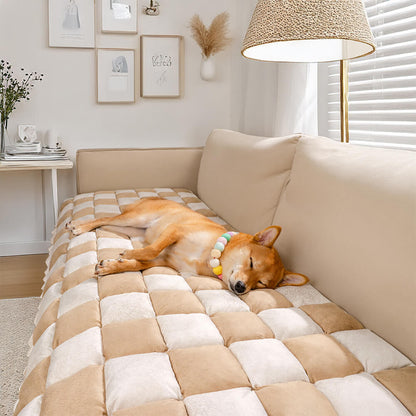 All-Season Plaid Pet Mat - Scratch-Resistant Couch Protector Cover