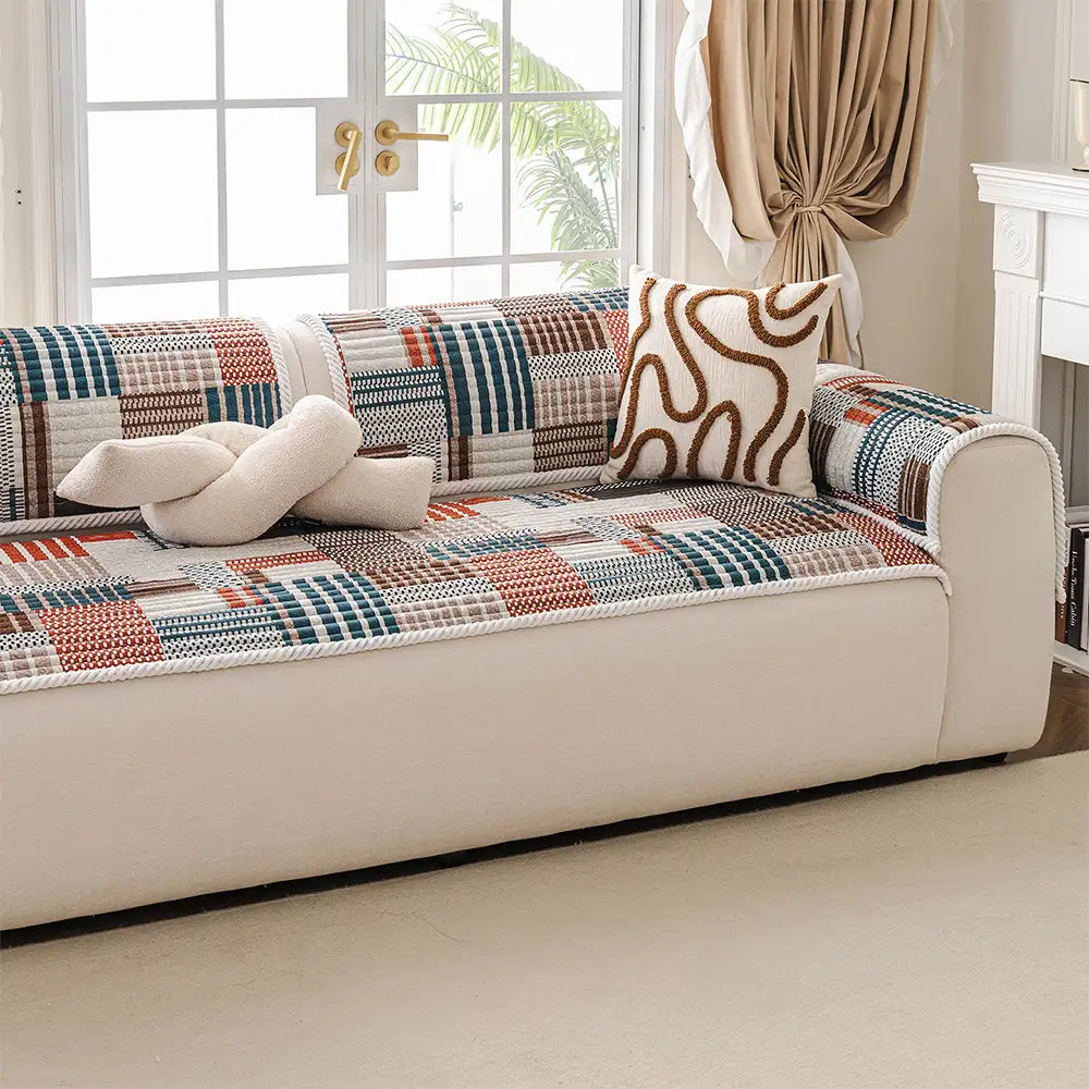 Artistic Quilted Line Sofa Cover – Non-Slip, Protective and Comfortable Couch Protector