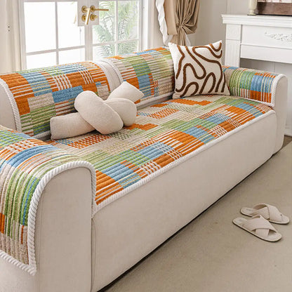 Artistic Quilted Line Sofa Cover – Non-Slip, Protective and Comfortable Couch Protector