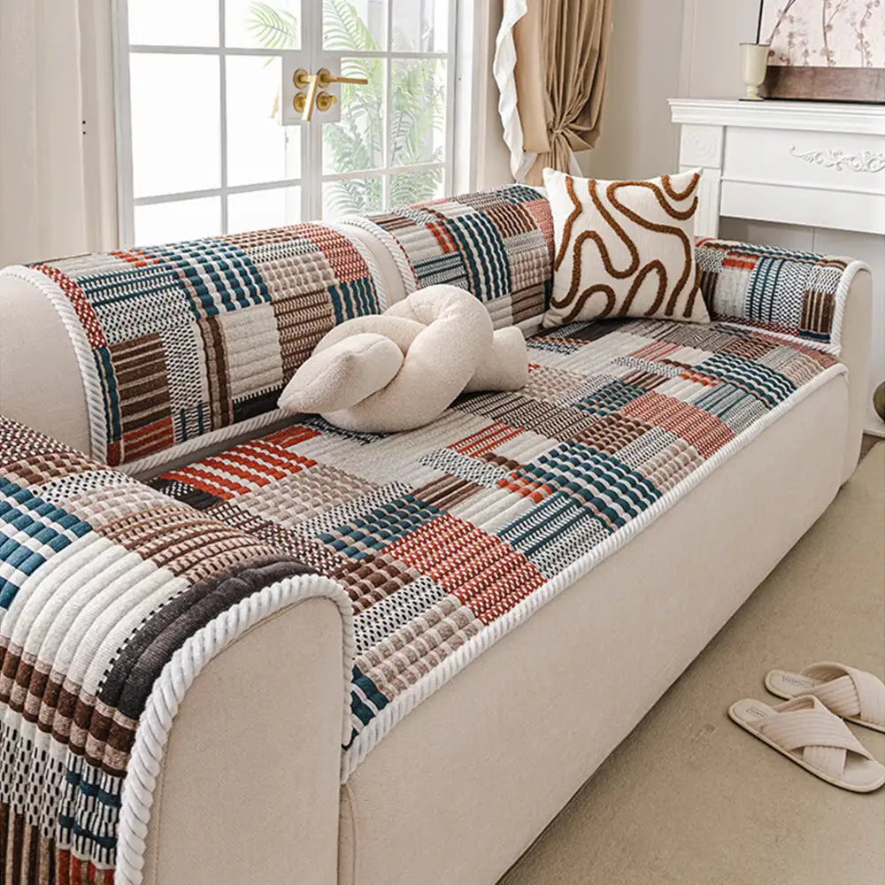Artistic Quilted Line Sofa Cover – Non-Slip, Protective and Comfortable Couch Protector
