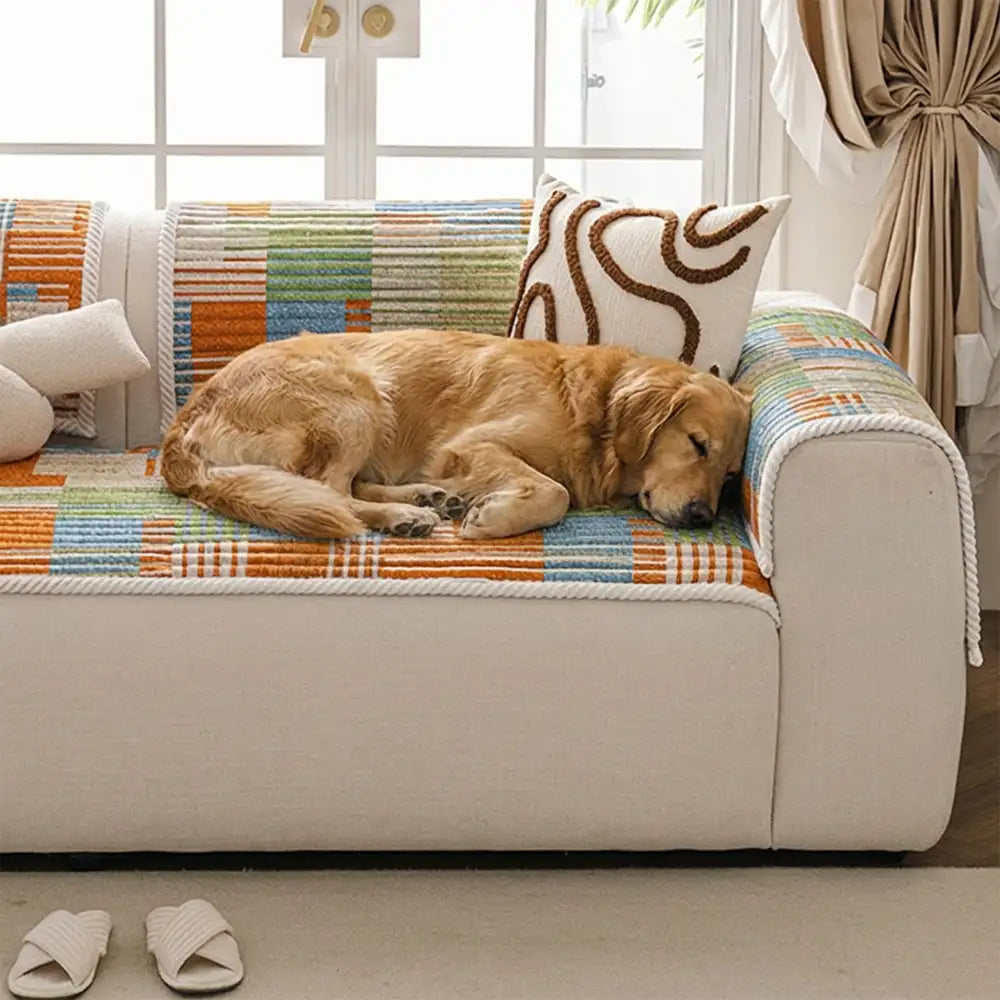 Artistic Quilted Line Sofa Cover – Non-Slip, Protective and Comfortable Couch Protector