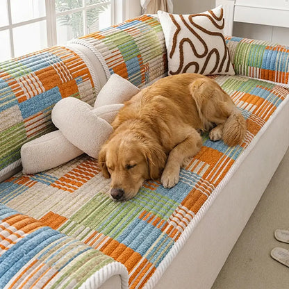 Artistic Quilted Line Sofa Cover – Non-Slip, Protective and Comfortable Couch Protector