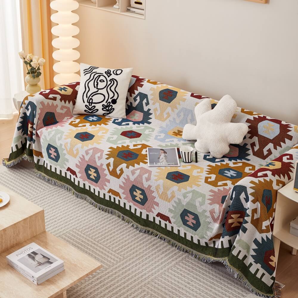 Bohemian Pattern Sofa Cover – Durable Wear-Resistant Furniture Protector for Stylish Decor
