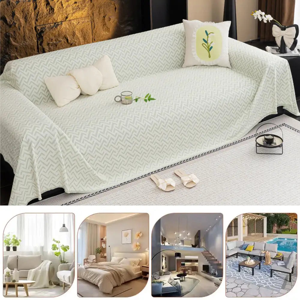 Breathable Ice Silk Sofa Blanket – Cooling, Heat-Absorbing Large Couch Cover