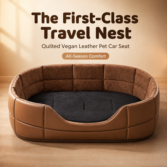 The First-Class Travel Nest | Quilted Vegan Leather Pet Car Seat
