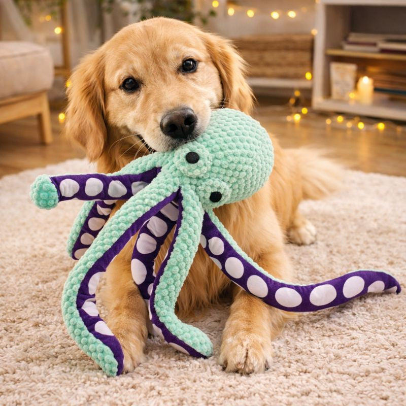 Calming Dog Plush Toy Octopus – Soft Squeaky Anxiety Relief Toy for Dogs