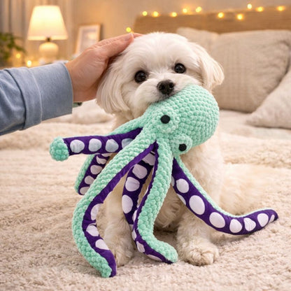 Calming Dog Plush Toy Octopus – Soft Squeaky Anxiety Relief Toy for Dogs