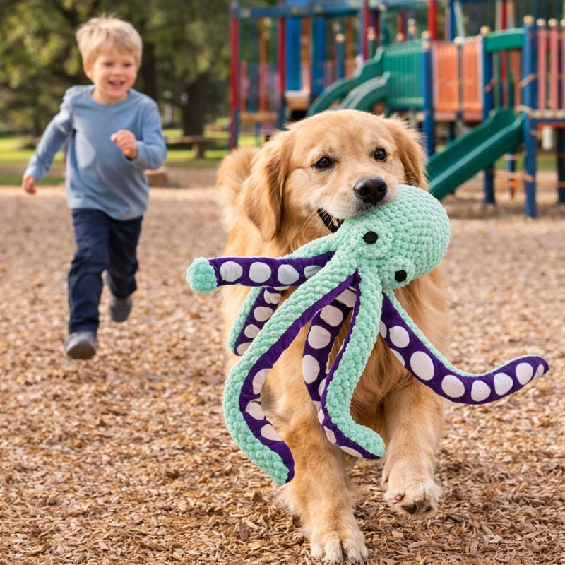 Calming Dog Plush Toy Octopus – Soft Squeaky Anxiety Relief Toy for Dogs