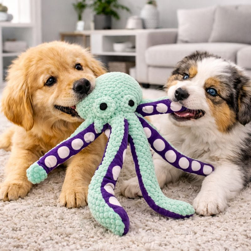 Calming Dog Plush Toy Octopus – Soft Squeaky Anxiety Relief Toy for Dogs