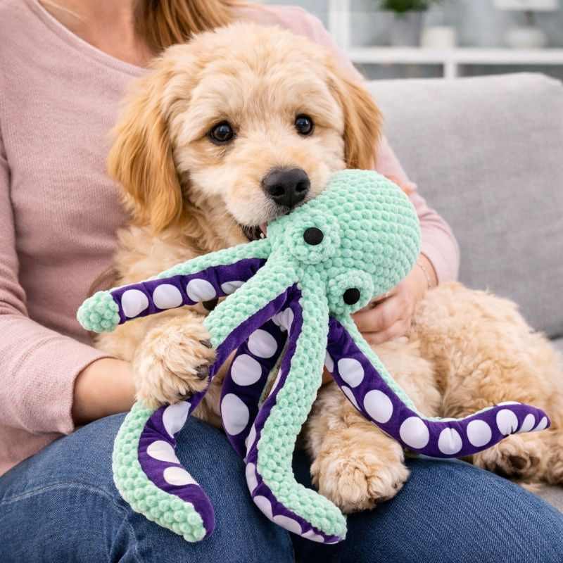 Calming Dog Plush Toy Octopus – Soft Squeaky Anxiety Relief Toy for Dogs