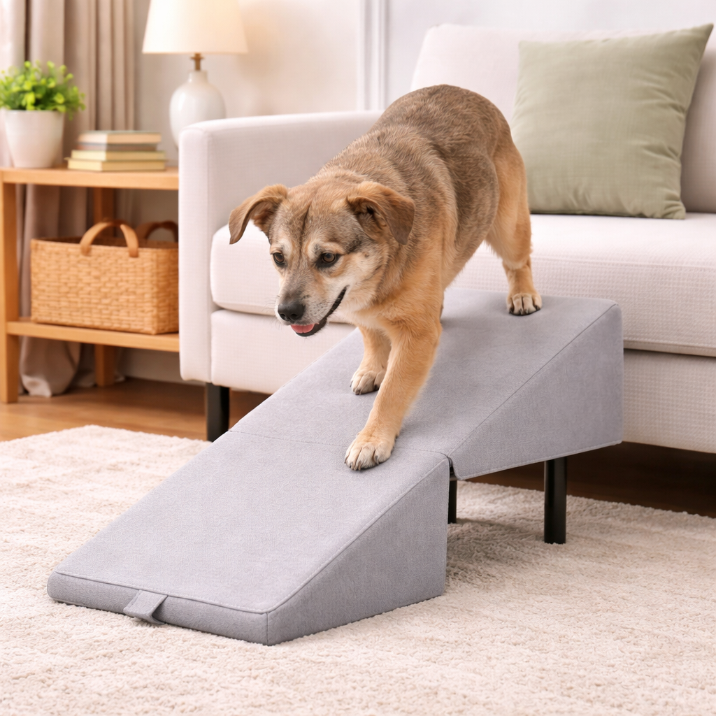 2‑in‑1 Dog Ramp & Stairs for Bed, Couch & Car – Foldable Wooden Pet Steps