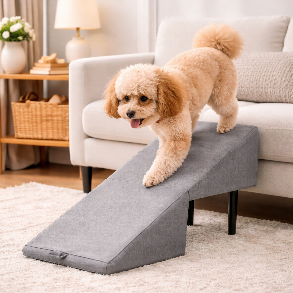 2‑in‑1 Dog Ramp & Stairs for Bed, Couch & Car – Foldable Wooden Pet Steps