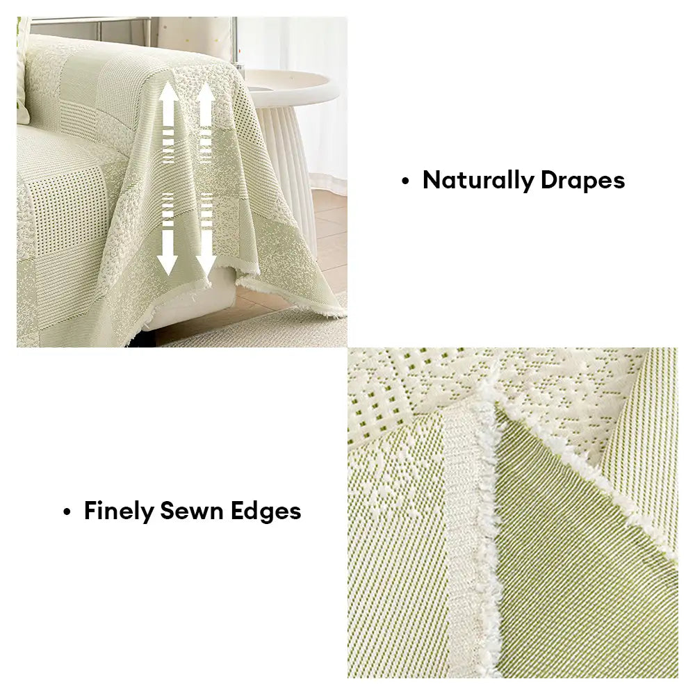 Checkered Ice Silk Sofa Cover – Skin-Friendly, Cooling Couch Protector for Stylish Decor