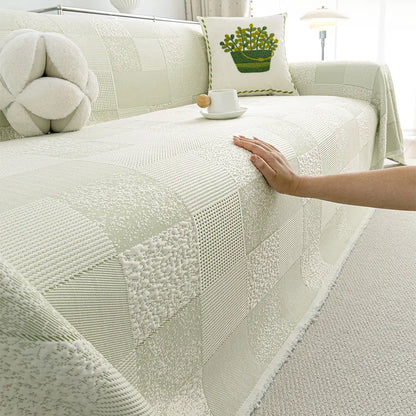 Checkered Ice Silk Sofa Cover – Skin-Friendly, Cooling Couch Protector for Stylish Decor