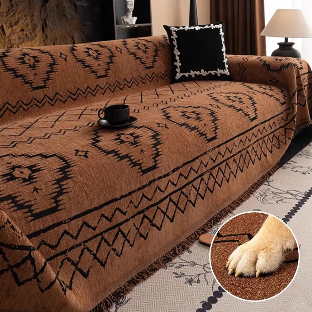 Chenille Retro Sofa Cover – Durable, Scratch-Resistant Couch Protector