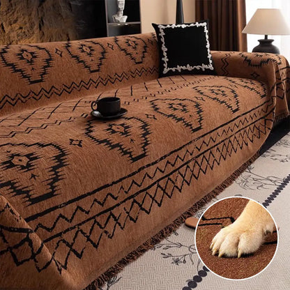Chenille Retro Sofa Cover – Durable, Scratch-Resistant Couch Protector