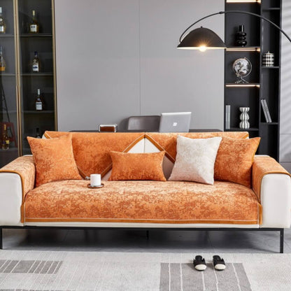 Chenille Wear-Resistant Anti-Scratch Sofa Cover with Non-Slip Couch Protector