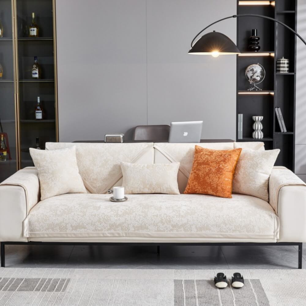 Chenille Wear-Resistant Anti-Scratch Sofa Cover with Non-Slip Couch Protector