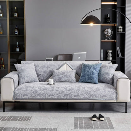 Chenille Wear-Resistant Anti-Scratch Sofa Cover with Non-Slip Couch Protector