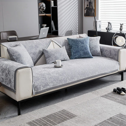 Chenille Wear-Resistant Anti-Scratch Sofa Cover with Non-Slip Couch Protector