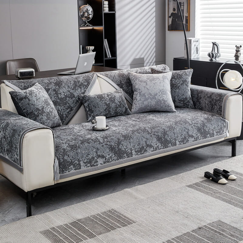 Chenille Wear-Resistant Anti-Scratch Sofa Cover with Non-Slip Couch Protector