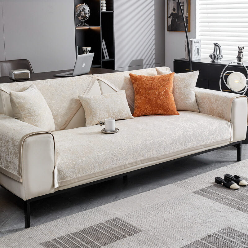 Chenille Wear-Resistant Anti-Scratch Sofa Cover with Non-Slip Couch Protector