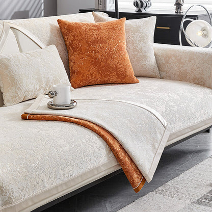 Chenille Wear-Resistant Anti-Scratch Sofa Cover with Non-Slip Couch Protector