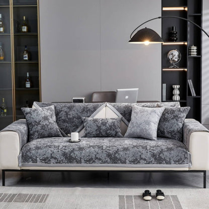 Chenille Wear-Resistant Anti-Scratch Sofa Cover with Non-Slip Couch Protector