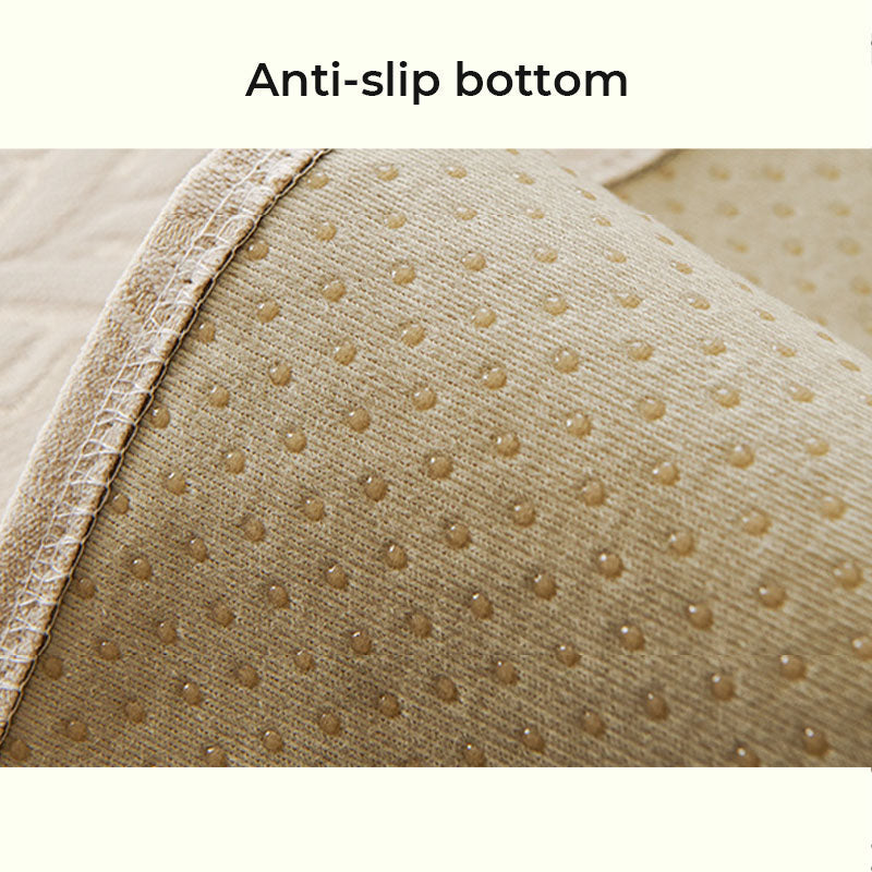 Breathable Chenille Couch Cover with Wheat Ear Print - Non-Slip