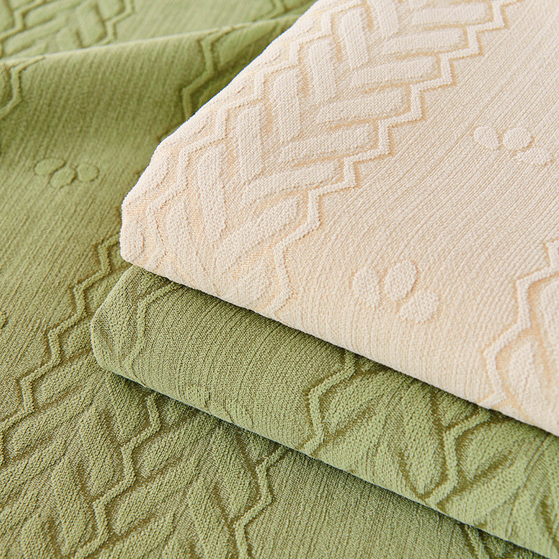 Breathable Chenille Couch Cover with Wheat Ear Print - Non-Slip