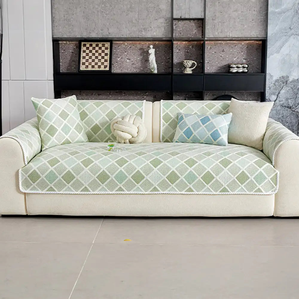 Cooling Ice-Silk Couch Cover - Heat-Absorbing, Washable, Non-Slip, Diamond Pattern