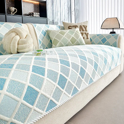 Cooling Ice-Silk Couch Cover - Heat-Absorbing, Washable, Non-Slip, Diamond Pattern