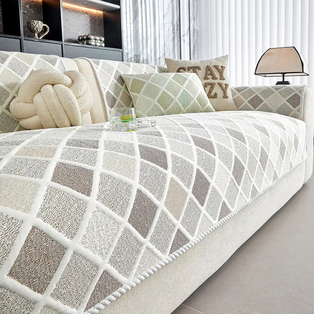 Cooling Ice-Silk Couch Cover - Heat-Absorbing, Washable, Non-Slip, Diamond Pattern